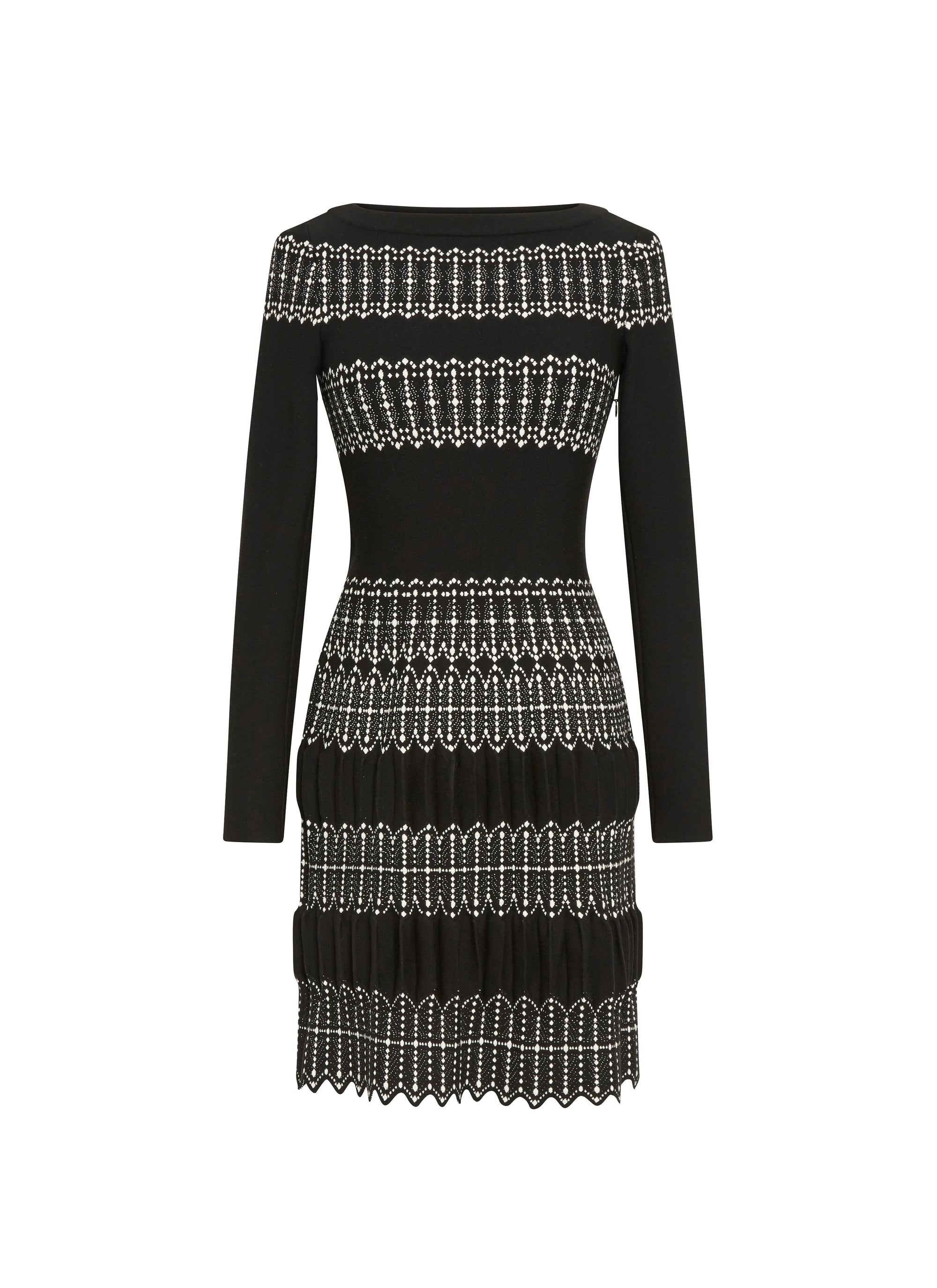 Robe à manches longues Sidi Bou Said en laine - Noir & Ivoire