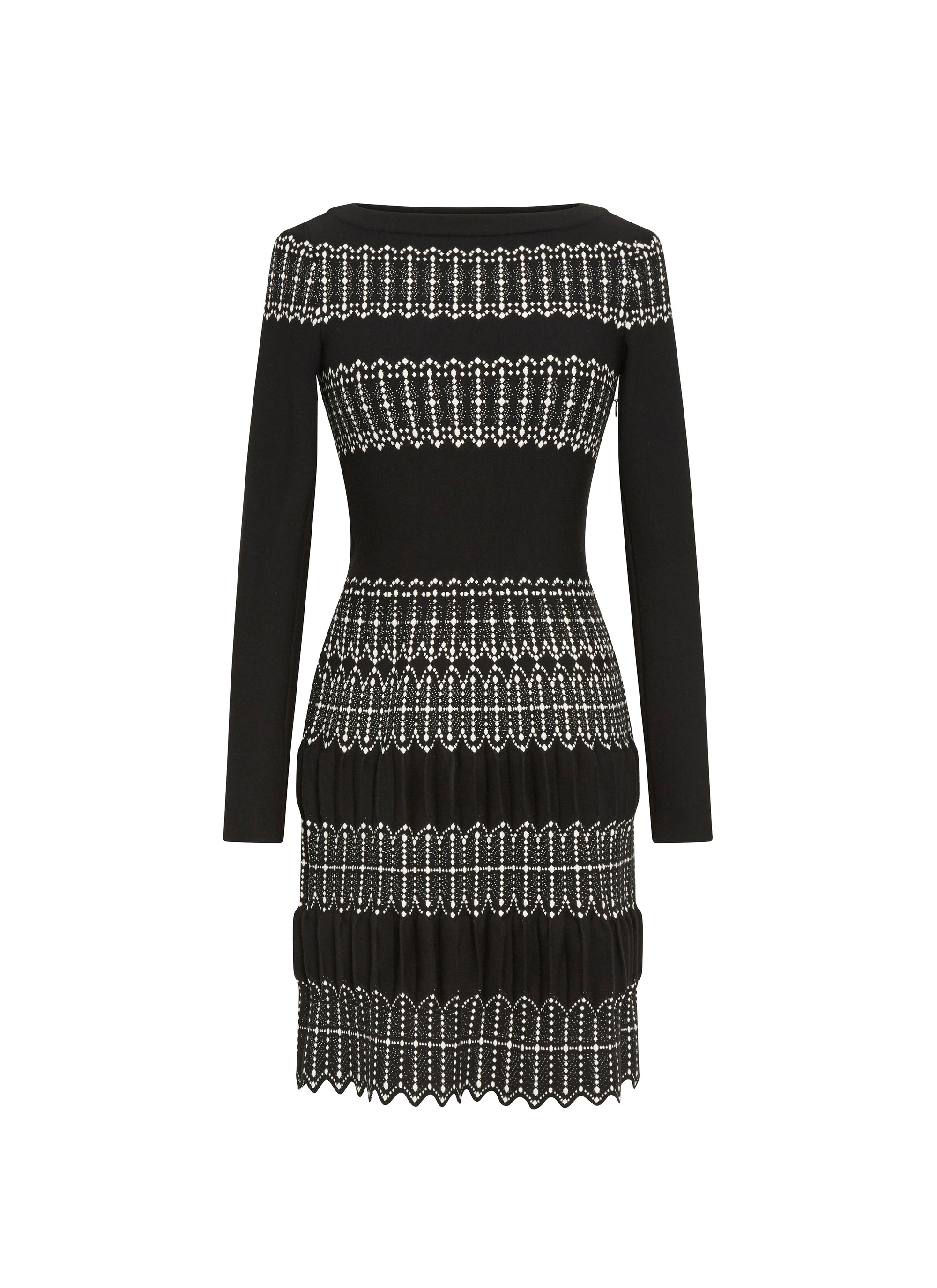Sidi Bou Said long sleeve wool dress - Black & Ivory