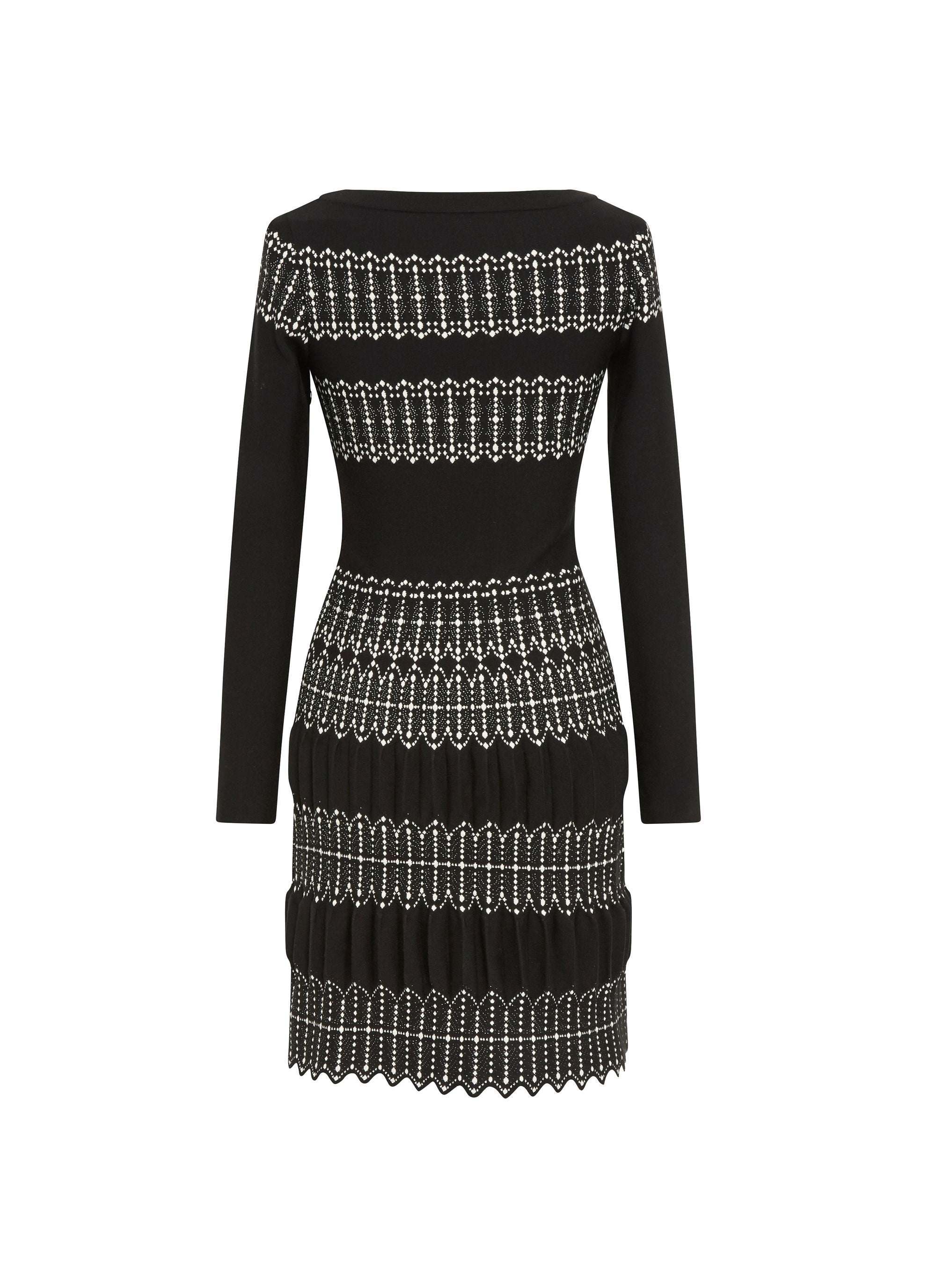 Sidi Bou Said long sleeve wool dress - Black & Ivory