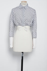 Short shirt with broderie anglaise - White & Black