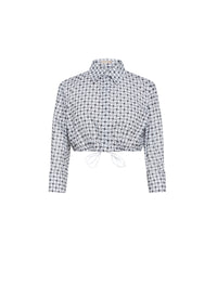 Short shirt with broderie anglaise - White & Black