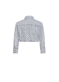 Short shirt with broderie anglaise - White & Black