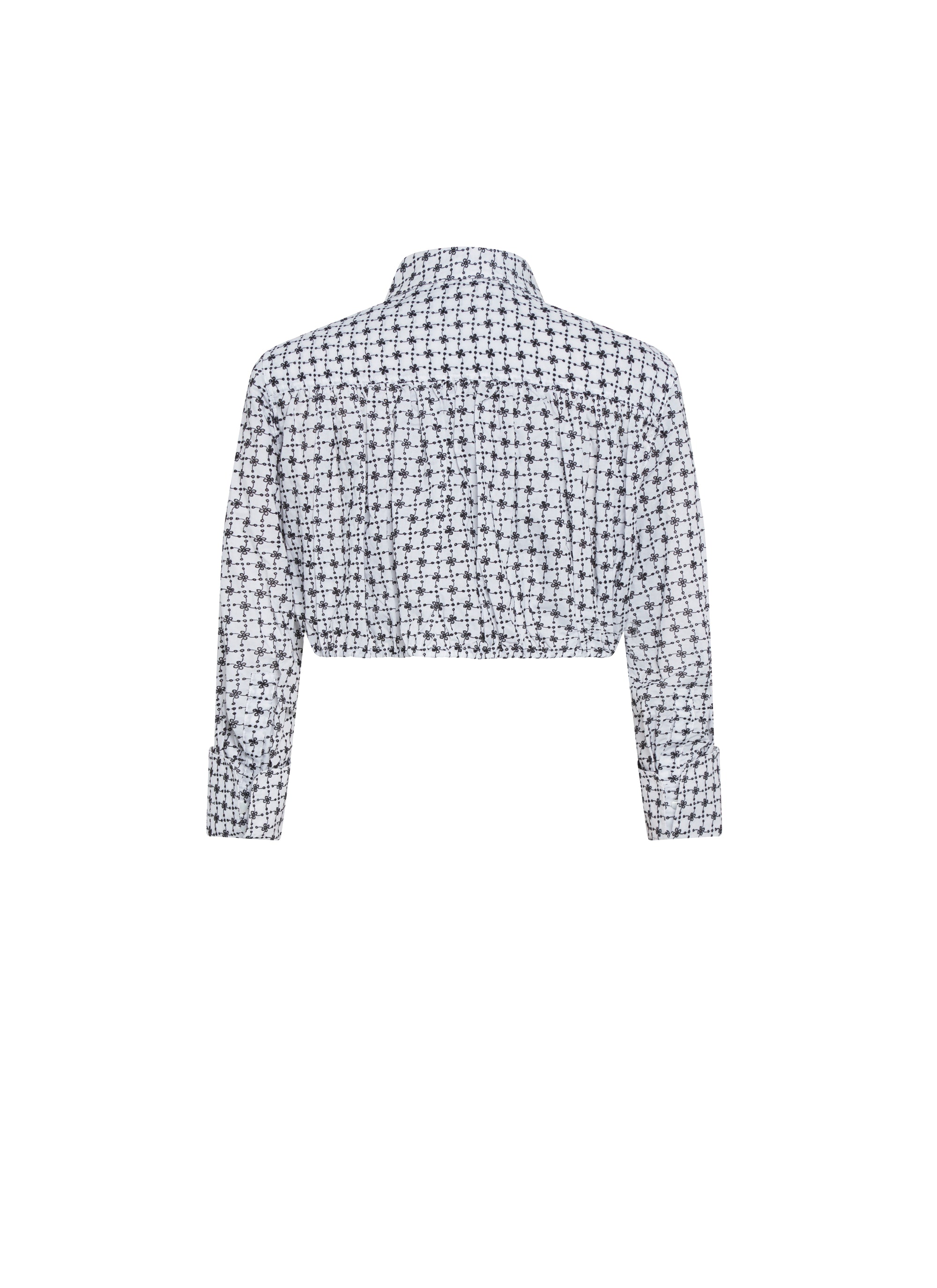 Short shirt with broderie anglaise - White & Black