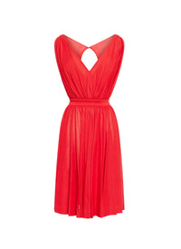 Sleeveless V-neck Plunging Dress - Scarlet