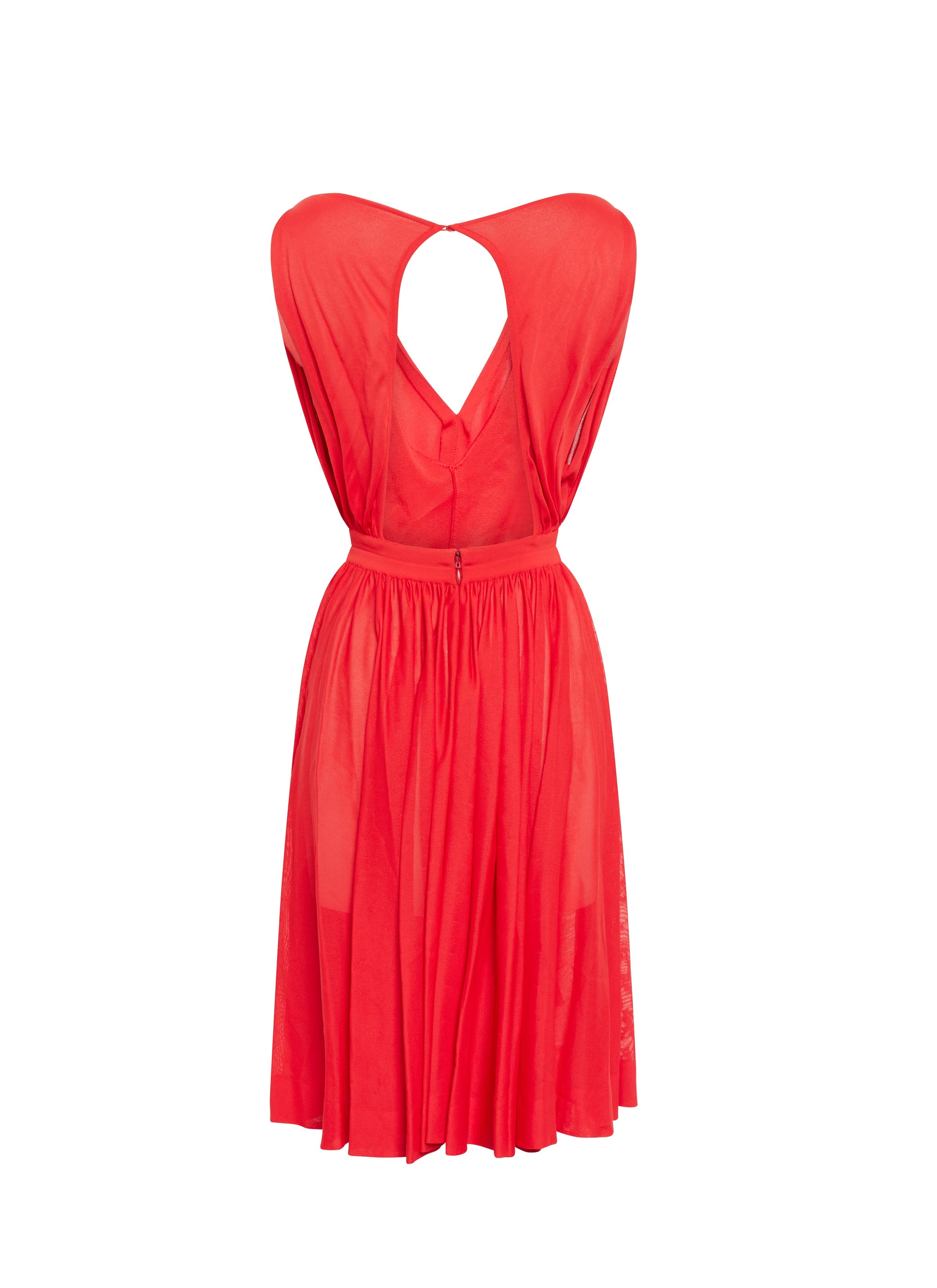 Sleeveless dress with plunging V-neckline - Scarlet
