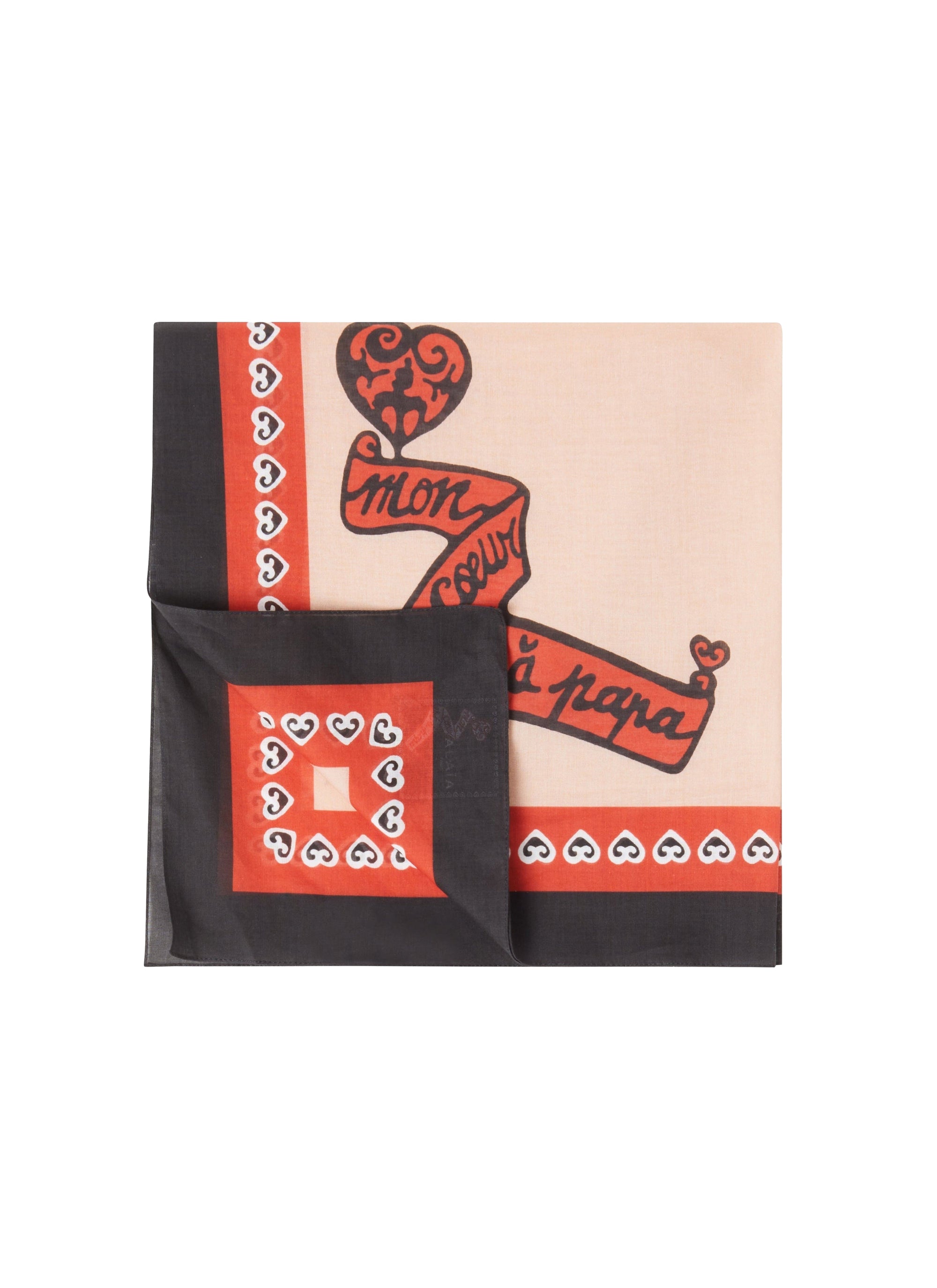 Bandana carré 60cm Mon Coeur - Chair & Noir