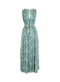 Robe sans manches Vagues mousseline en soie - Vert & Blanc