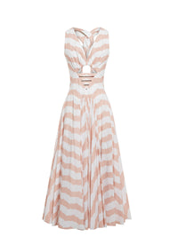Sleeveless Maxi Dress - White & Pink