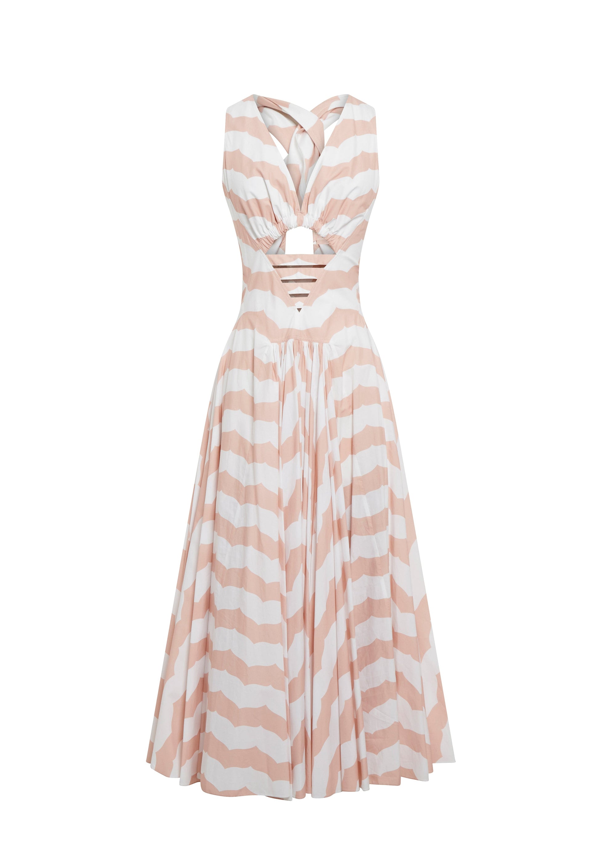 Sleeveless Maxi Dress - White & Pink