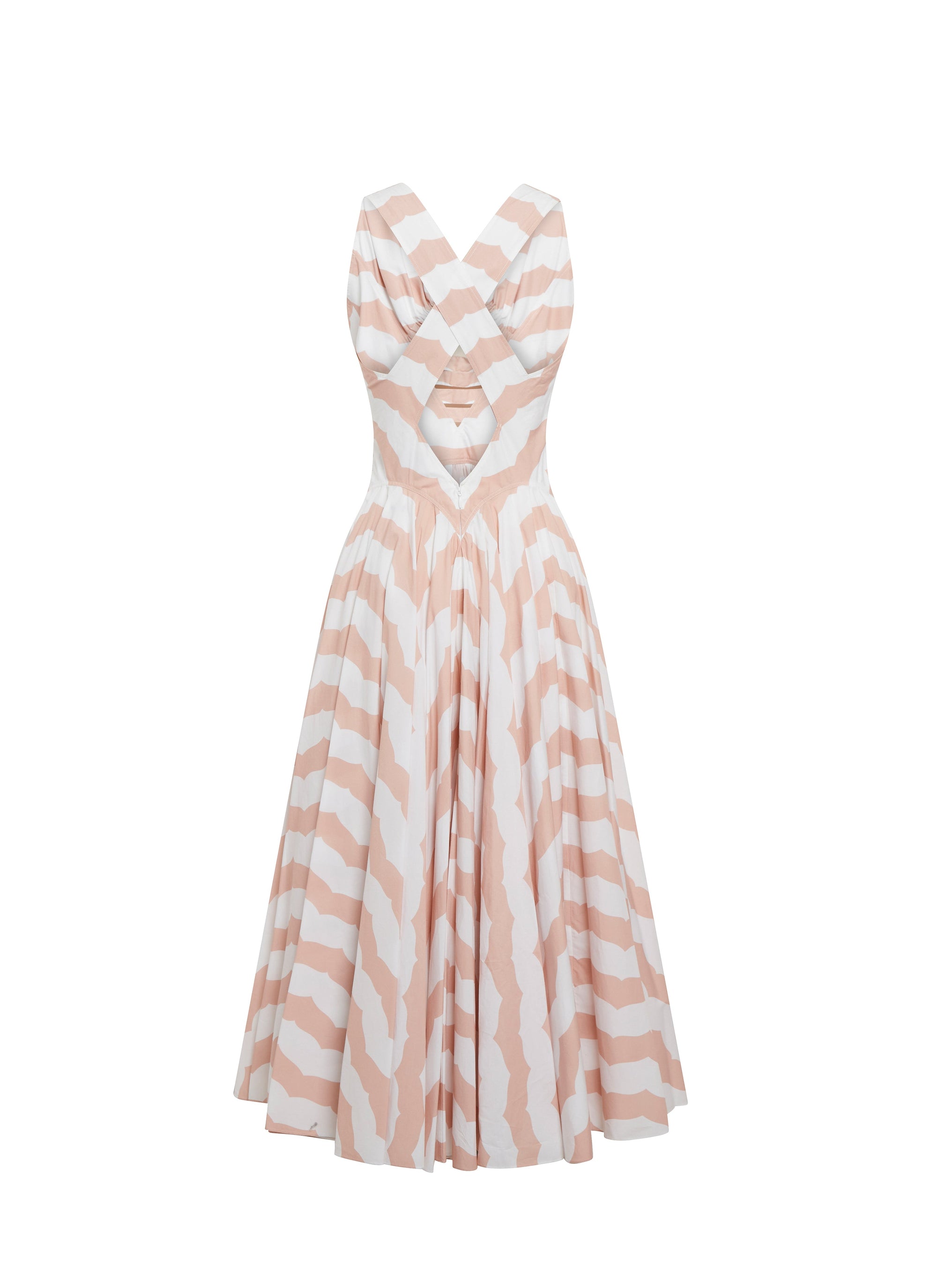 Sleeveless Maxi Dress - White & Pink