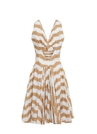 Sleeveless Striped Shift Dress - White & Sand