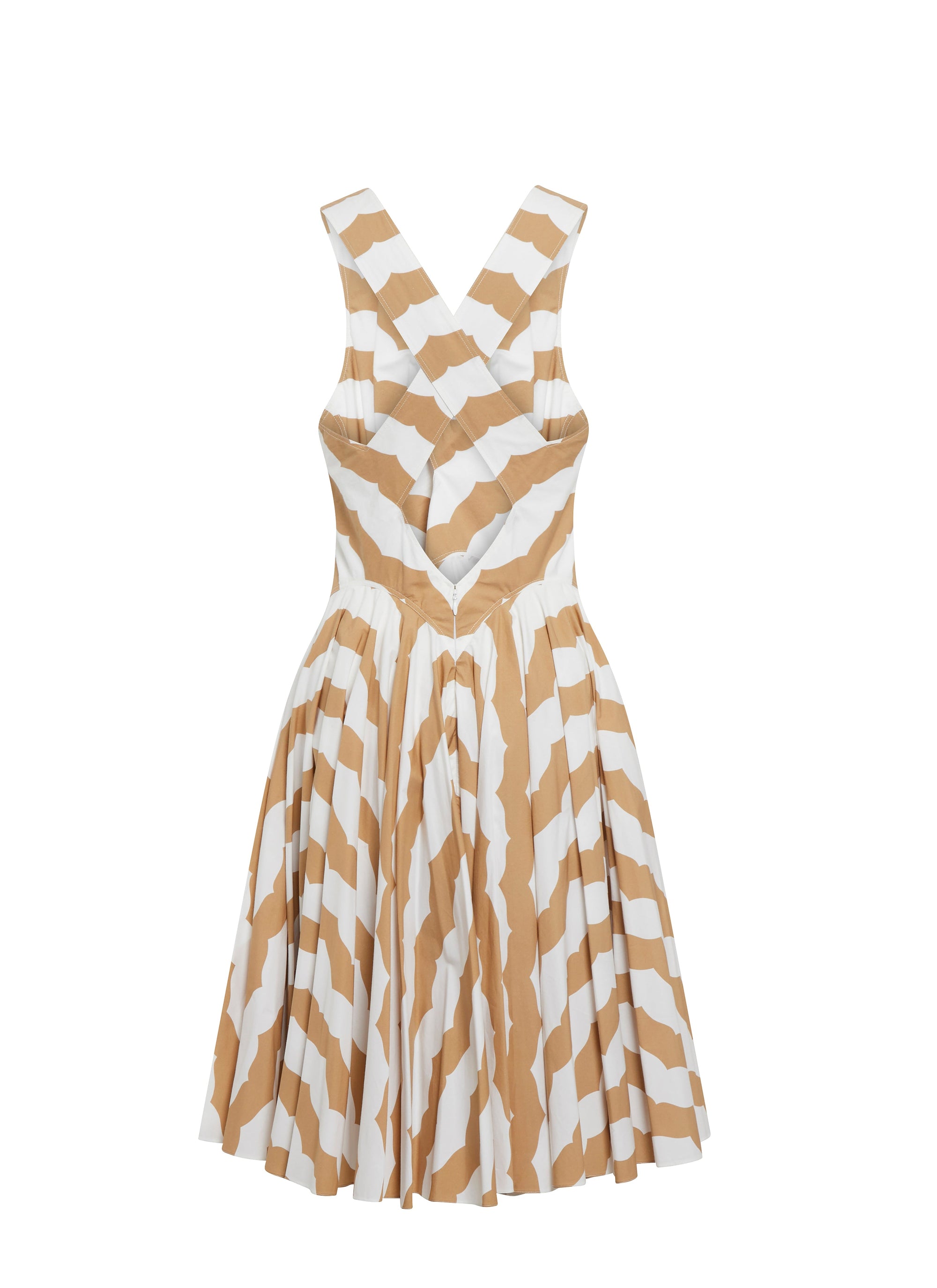 Sleeveless Striped Shift Dress - White & Sand