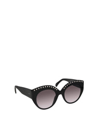 Oversize studded glasses with silver motif - Grey & Black