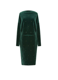 Robe à manches longues Jersey de velours - Vert Empire