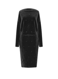 Robe à manches longues Jersey de velours - Noir