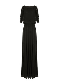 Long flowing dress with short sleeves - Black