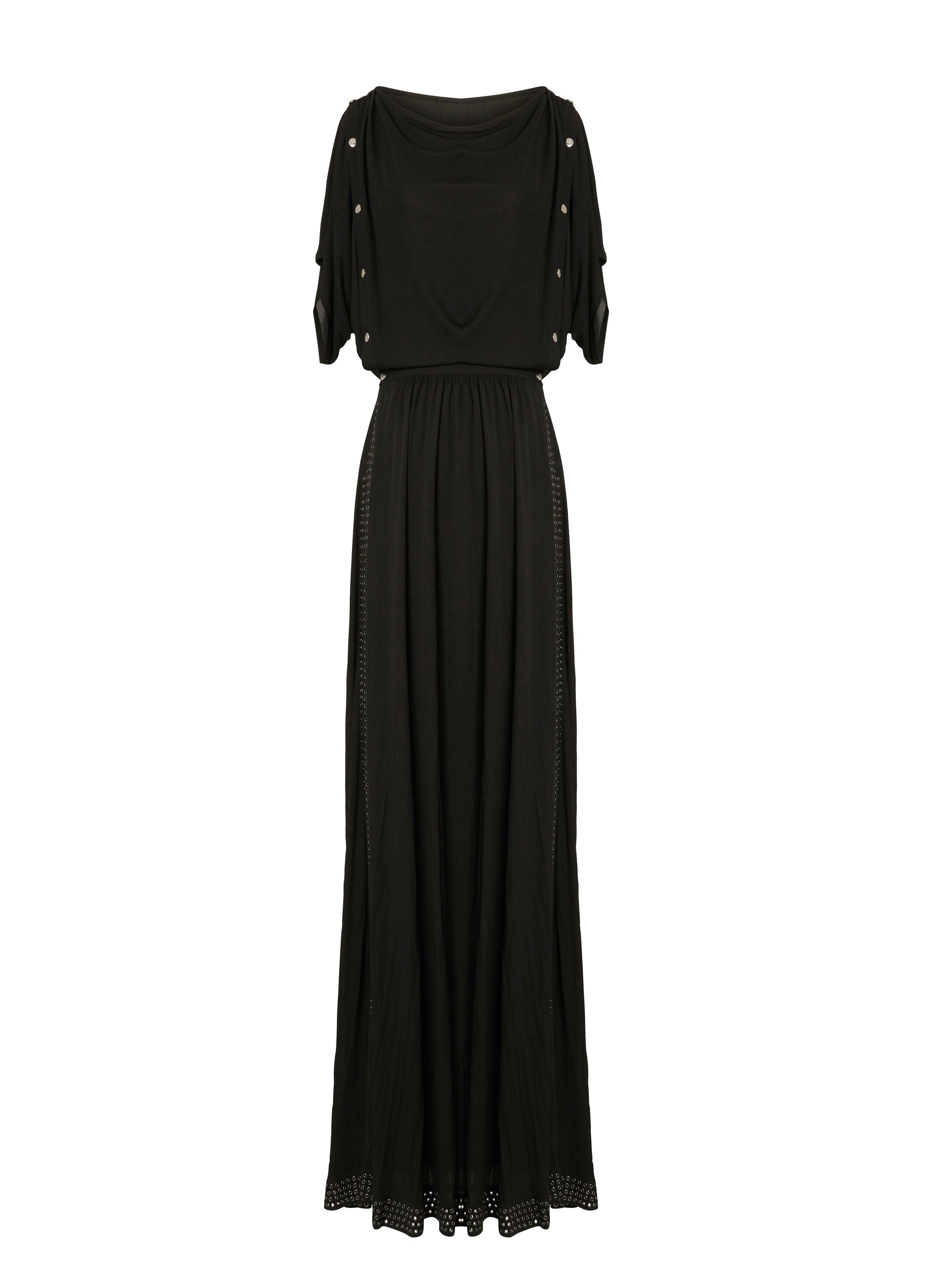 Long flowing dress with short sleeves - Black