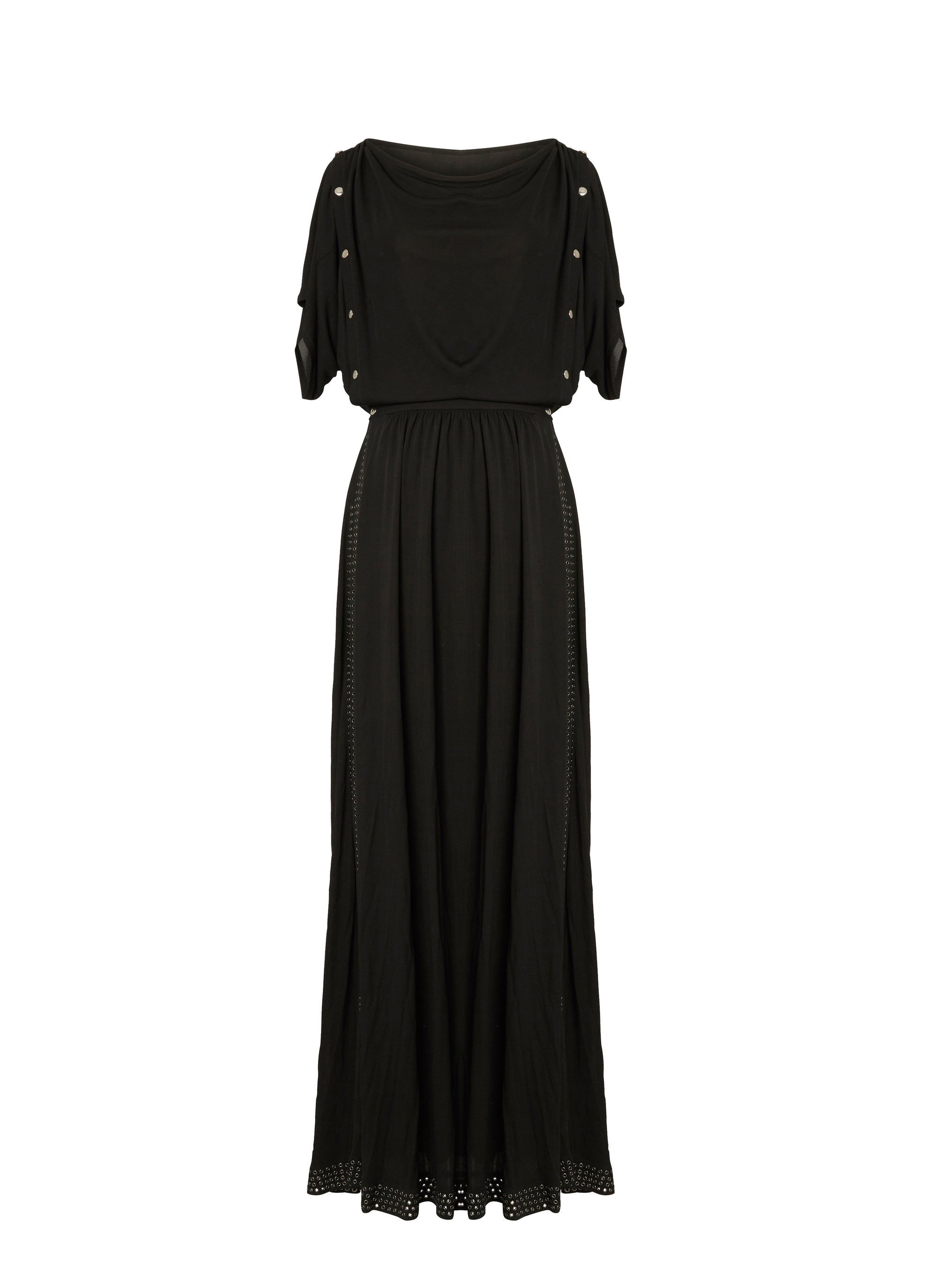 Robe fluide longue à manches courtes - Noir