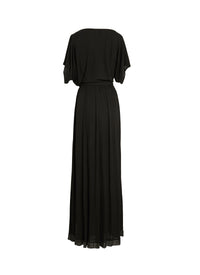 Robe fluide longue à manches courtes - Noir