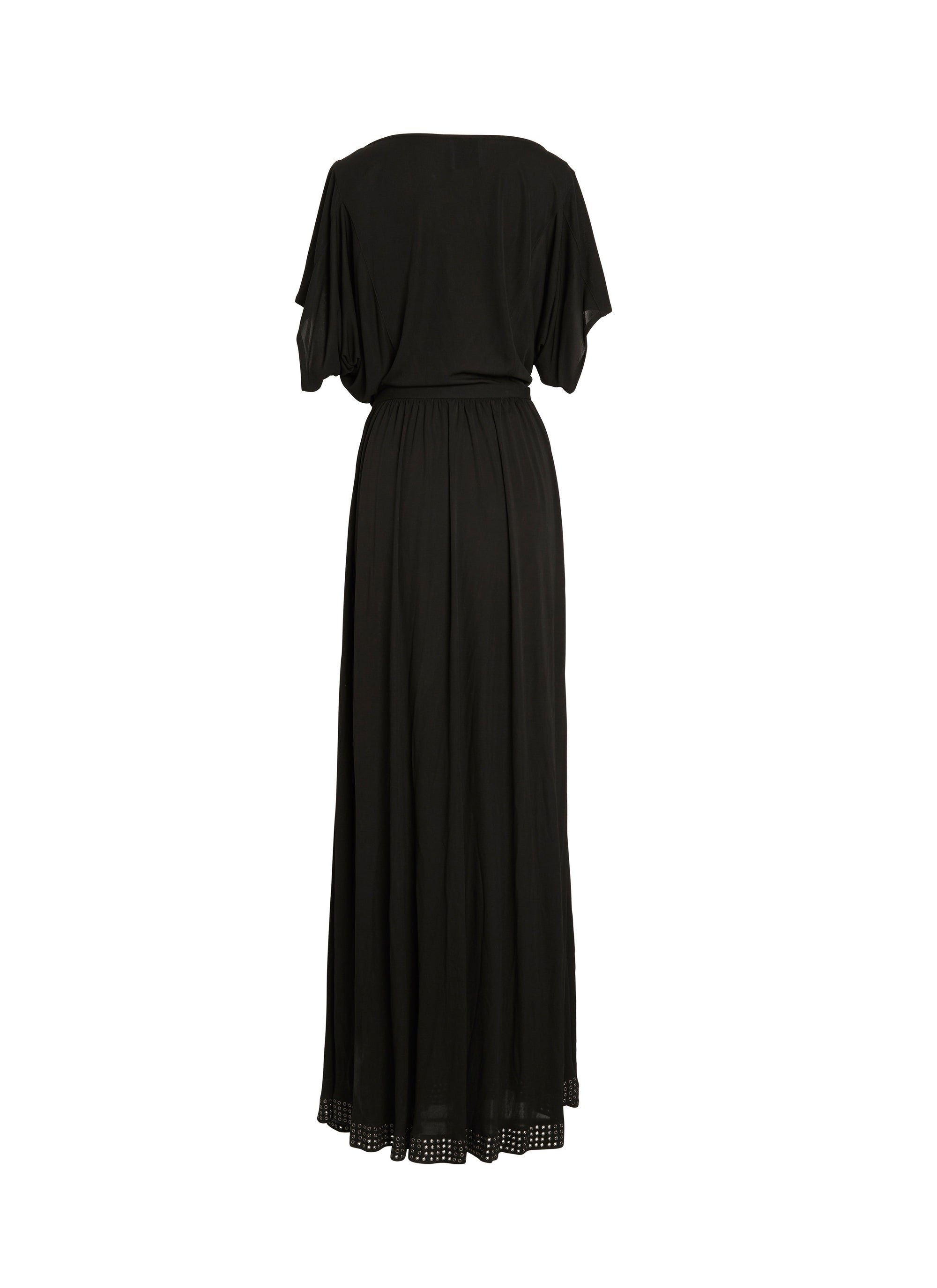 Robe fluide longue à manches courtes - Noir