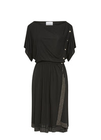 Robe fluide à manches courtes - Noir