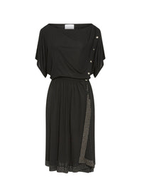 Short-sleeved flowing dress - Black intense