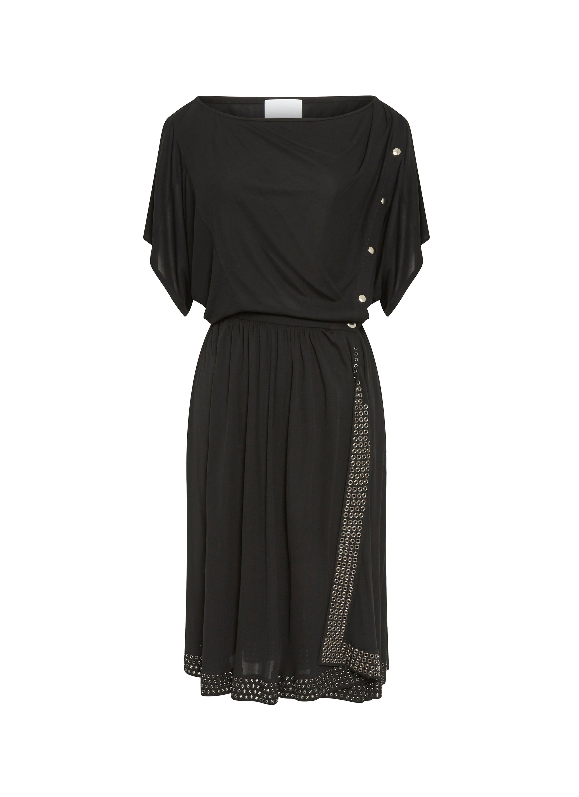 Short-sleeved flowing dress - Black intense