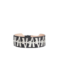 Belt with metal AA detail in leather - Black intense