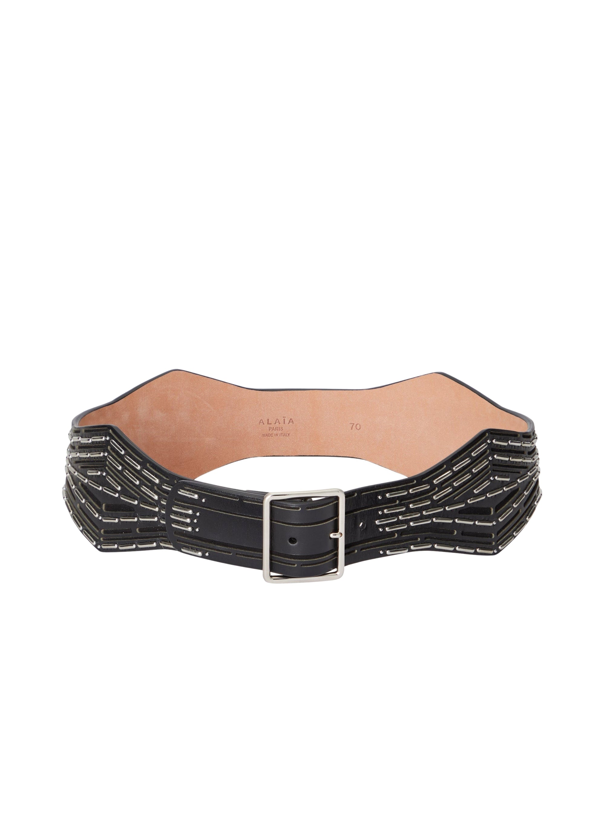 Ceinture Couture en cuir - Noir & Argent