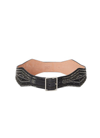 Couture leather belt - Black & Silver