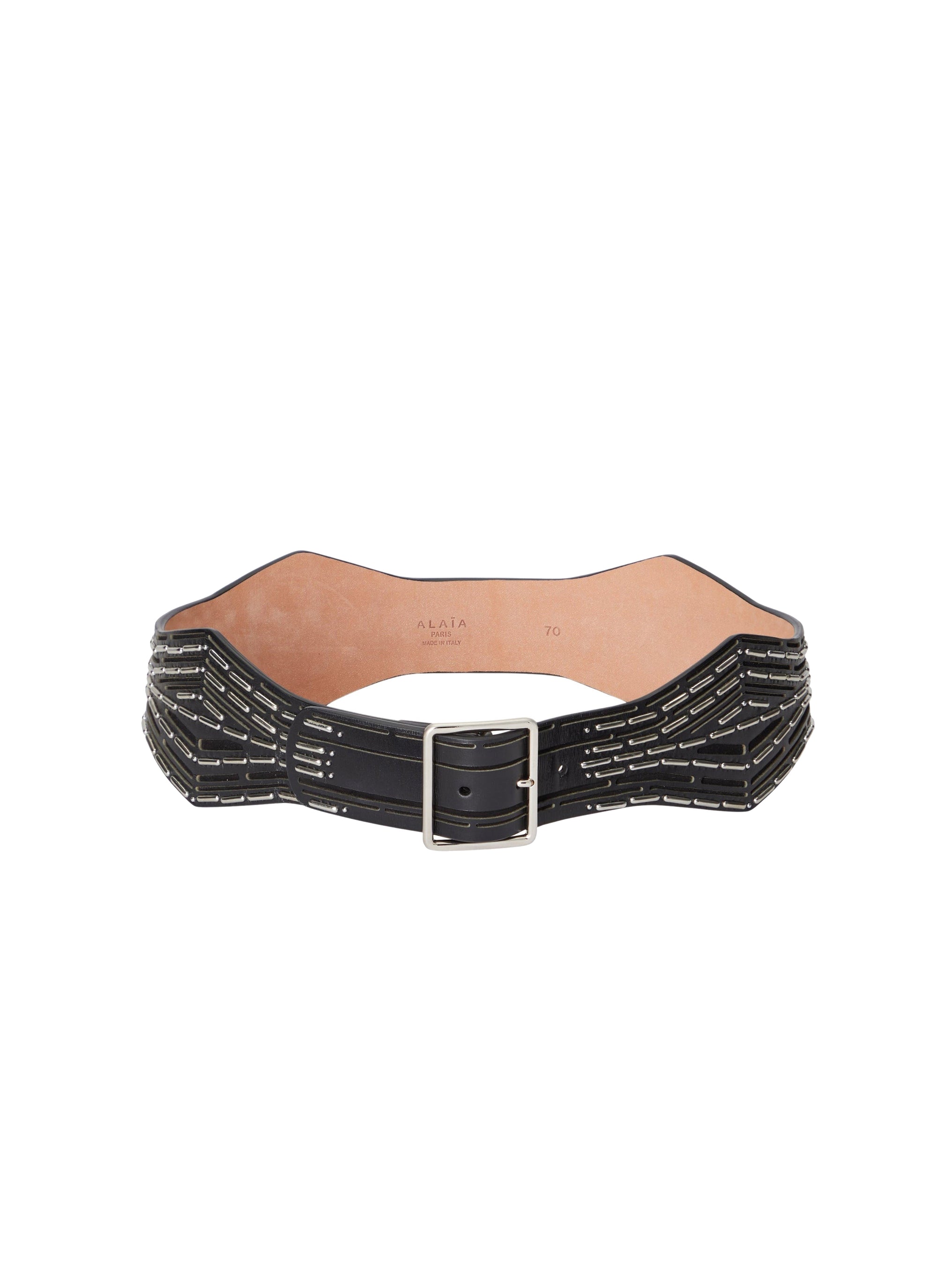 Couture leather belt - Black & Silver