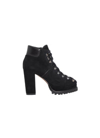 Bottines crantées à lacets en cuir - Noir