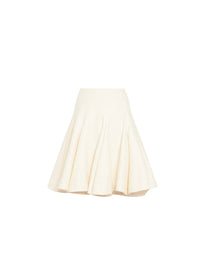 Jupe patineuse nid d'abeille en laine - Blanc Nacre