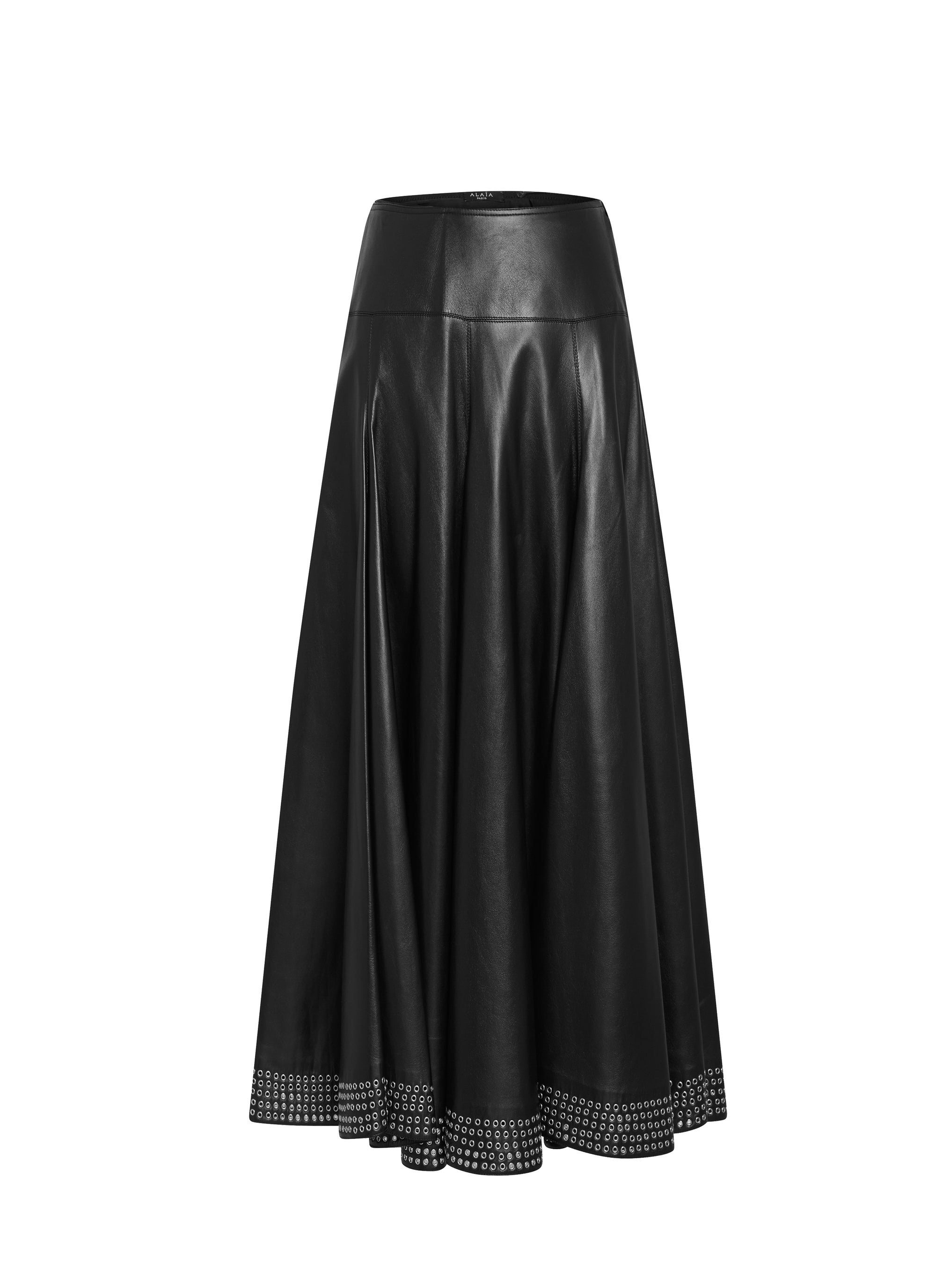 skirt with studded leather edging - Black