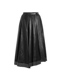 Jupe cloutée en cuir - Noir