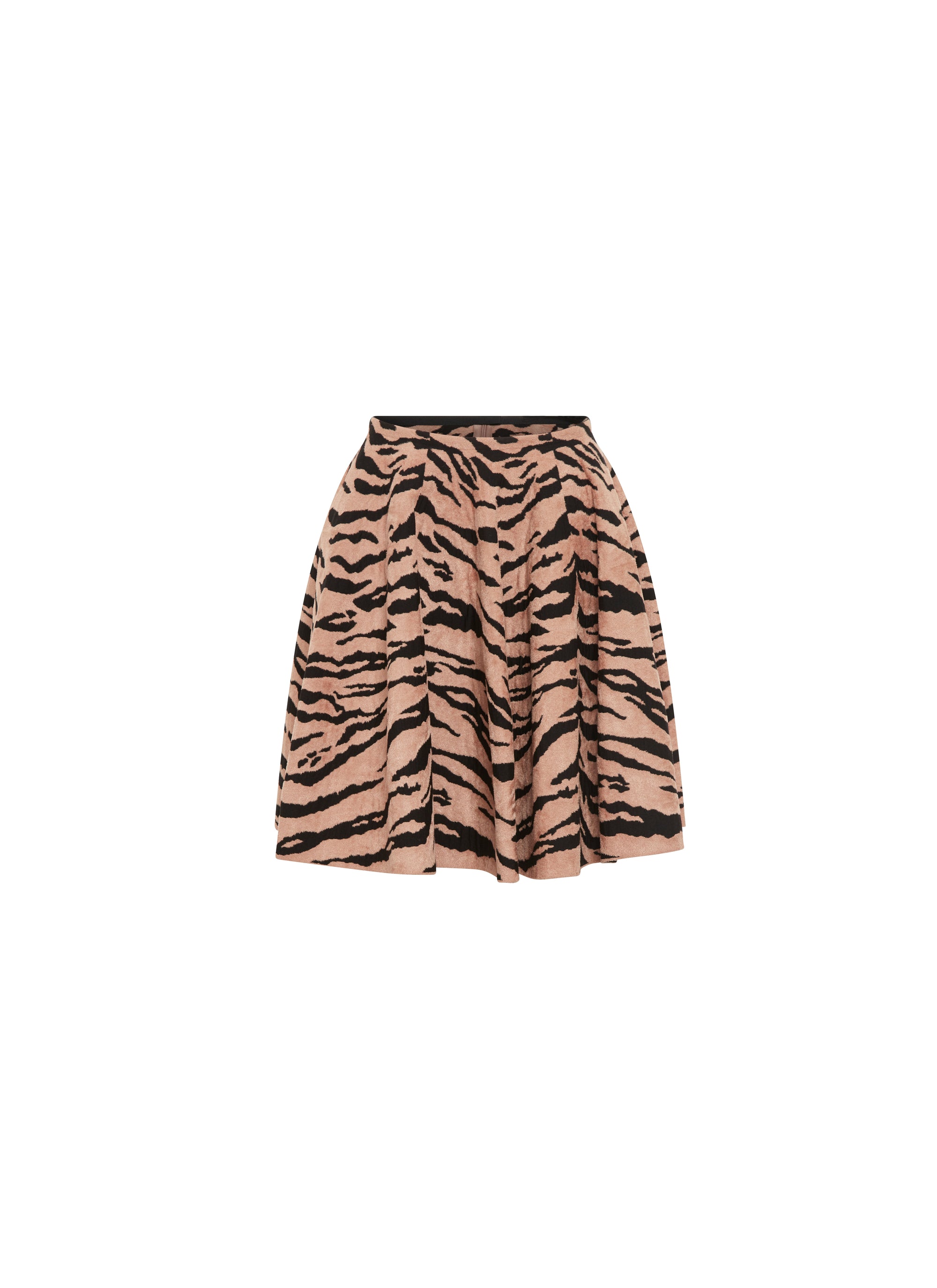 Printed wool skater skirt - Black & Nude