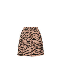 Printed wool skater skirt - Black & Nude