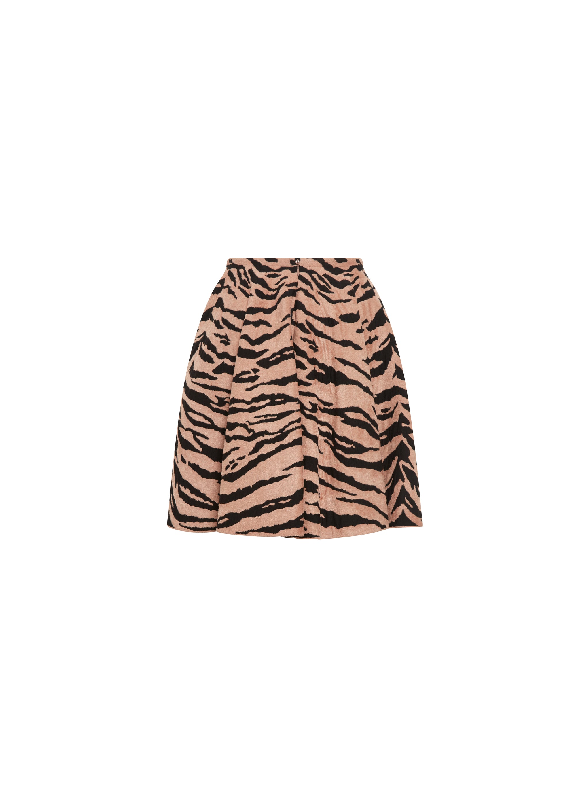 Printed wool skater skirt - Black & Nude