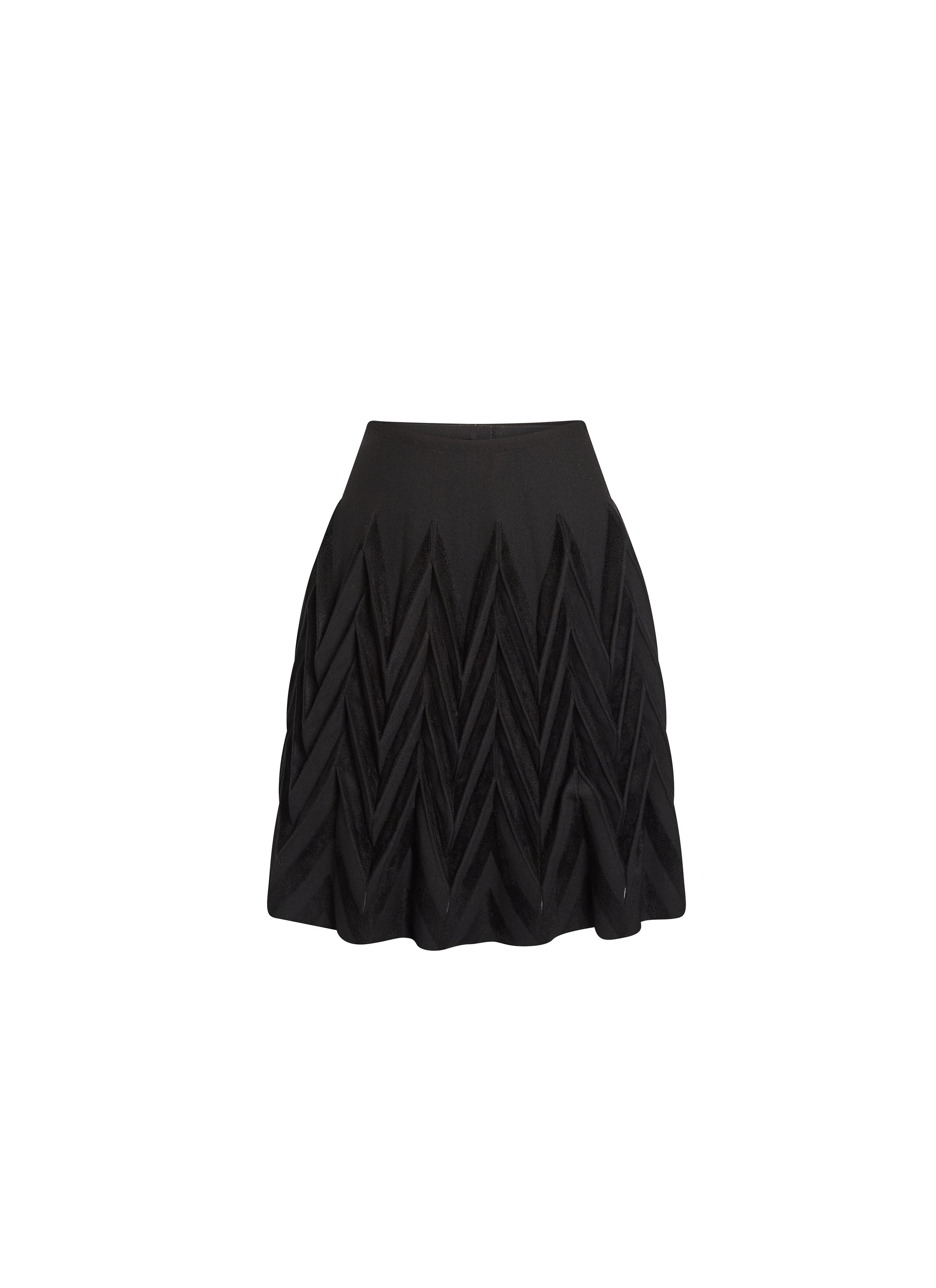 Short flared skirt in wool triangle - Black
