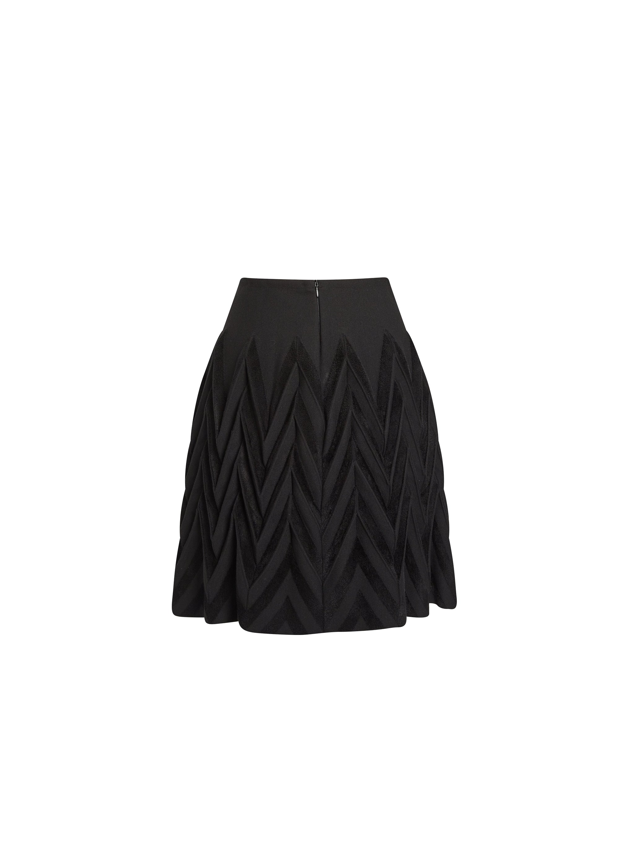 Short flared skirt in wool triangle - Black