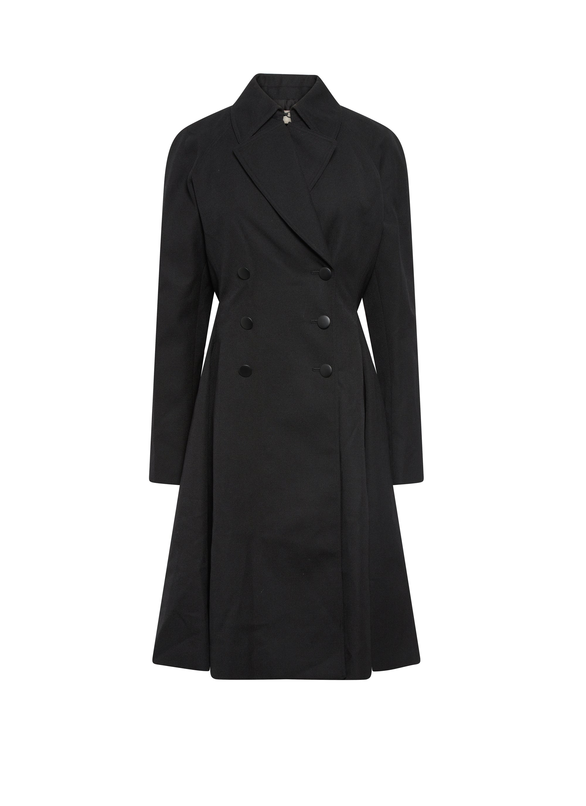 Double-breasted wool coat - Black intense