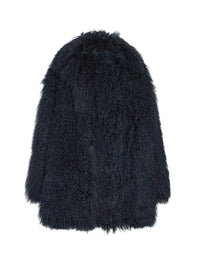 Manteau mi-long à fourrure en cuir - Nuit
