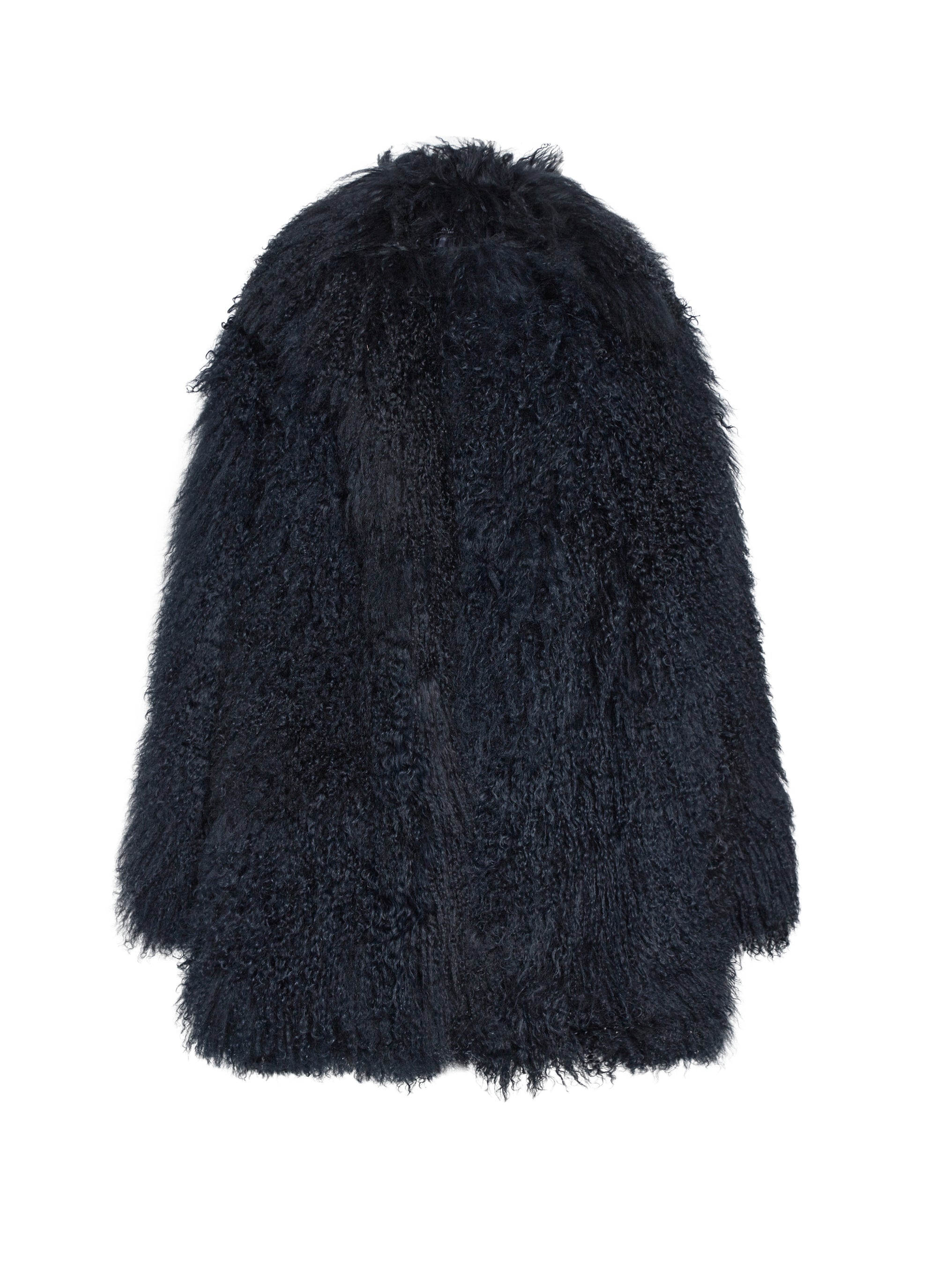 Manteau mi-long à fourrure en cuir - Nuit