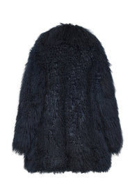 Manteau mi-long à fourrure en cuir - Nuit
