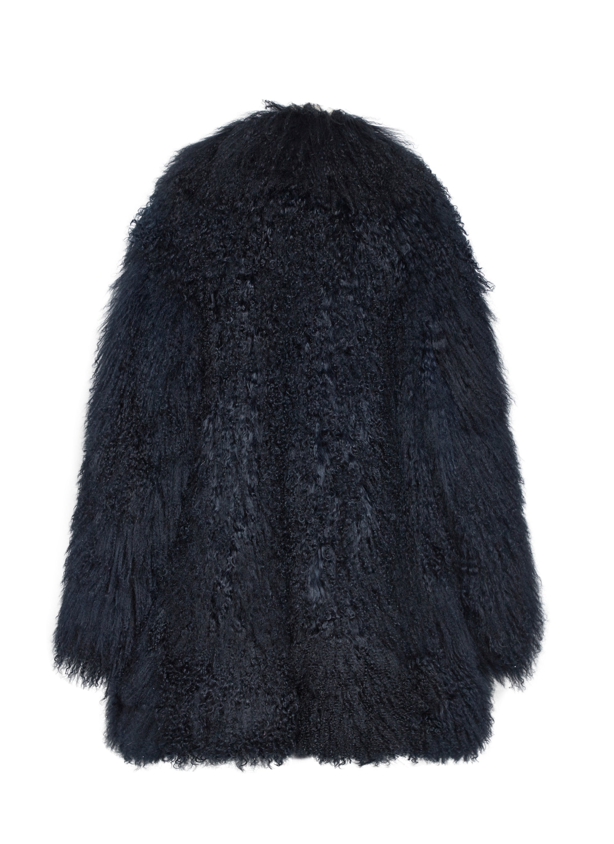 Manteau mi-long à fourrure en cuir - Nuit