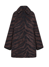 Animal print wool coat - Black & Brown