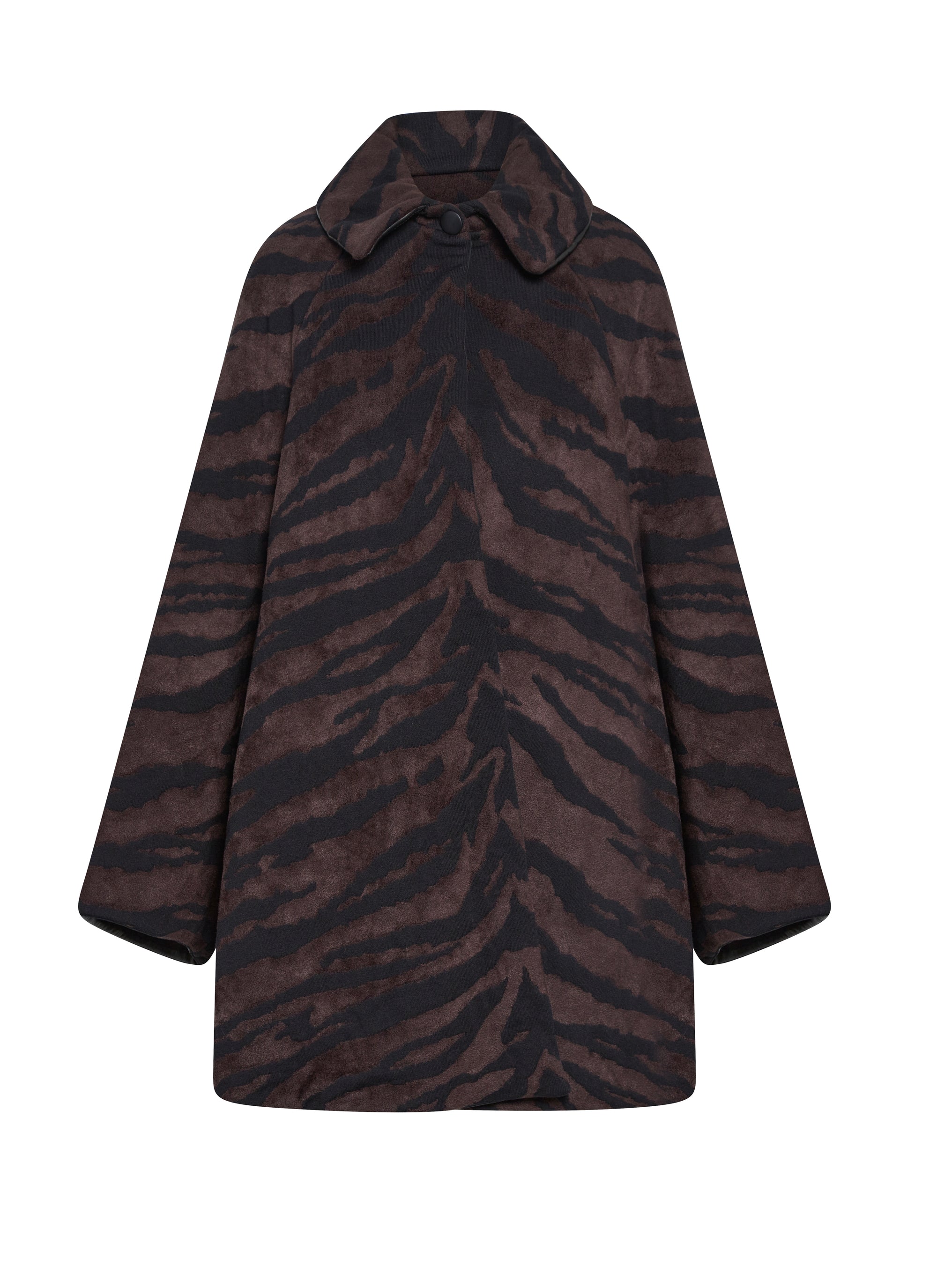 Animal print wool coat - Black & Brown