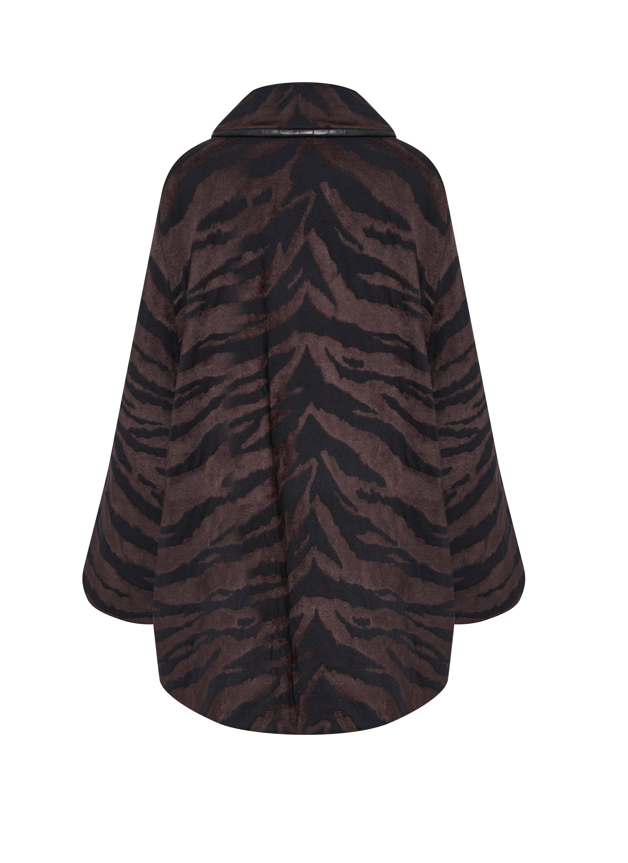 Animal print wool coat - Black & Brown