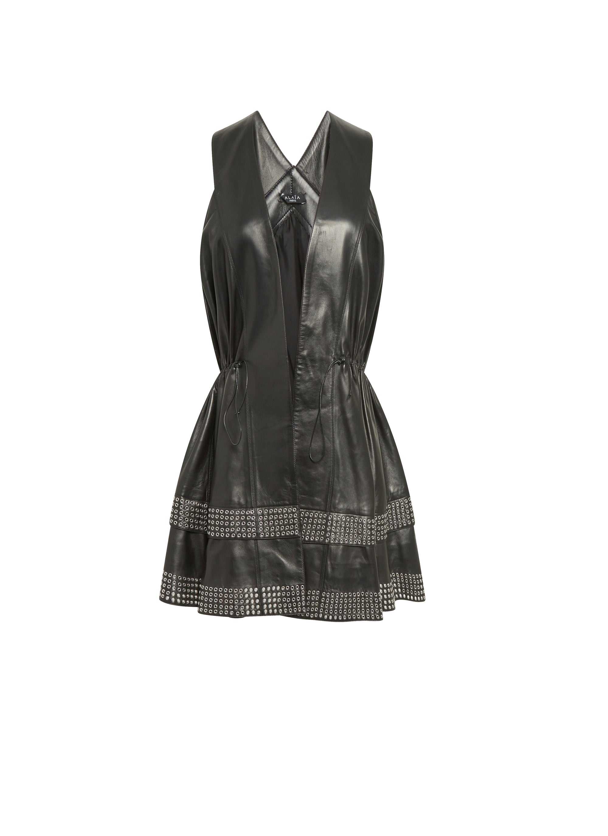 Sleeveless leather dress - Black