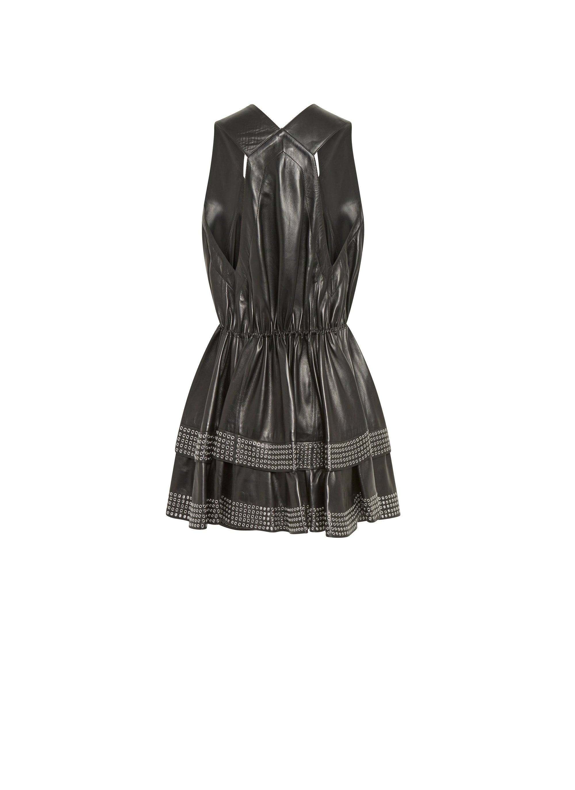 Sleeveless leather dress - Black intense